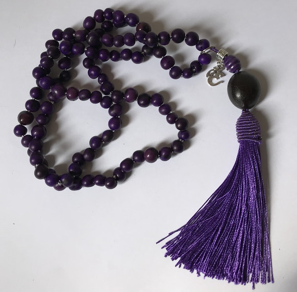 Japamala Colar 108 Contas Açai Roxo e Jatobá