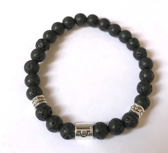Pulseira com Lava Vulcânica e Signos do Zodiaco