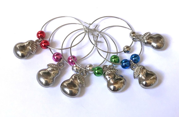 Marcadores de taça com frutas em abs 6 peças