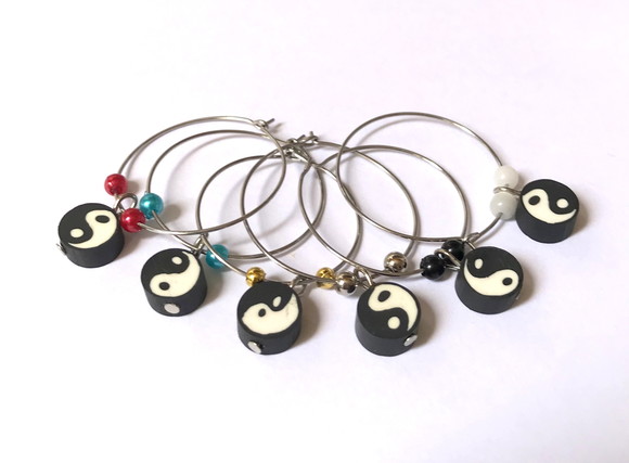 Marcadores de taça com simbolo yin yang 6 peças