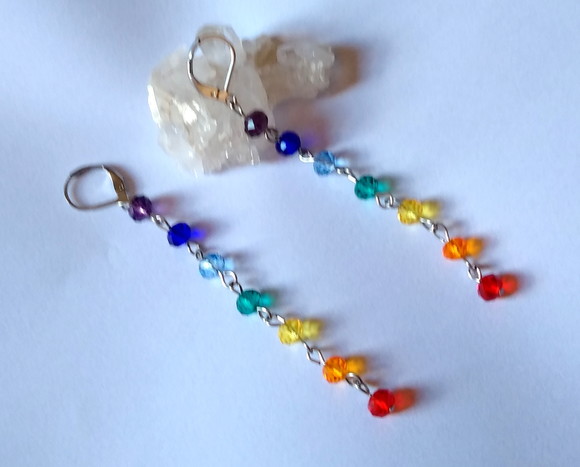 Brinco gancho com Cristais 7 chakras