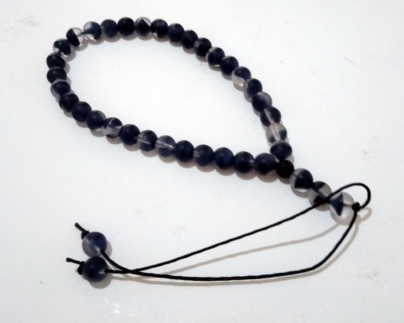 Masbaha ou misbaha 33 contas Cristal theco azul escuro