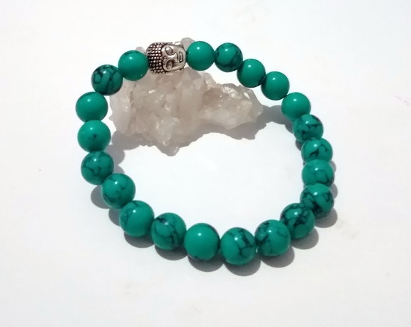 Pulseira Japamala 21 contas howlita azul Esverdeada