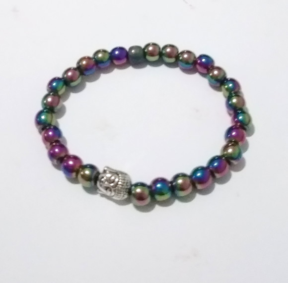 Pulseira Japamala com hematitas iridisadas 27 contas - Imagem 2