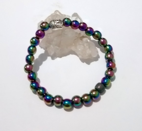 Pulseira Japamala com hematitas iridisadas 27 contas
