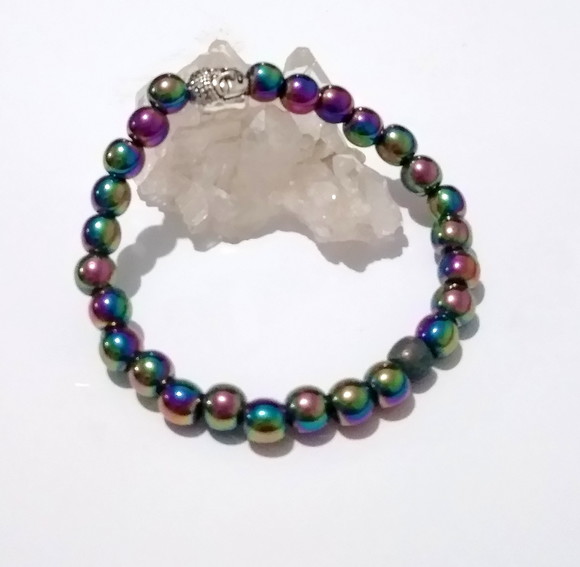 Pulseira Japamala com hematitas iridisadas 27 contas - Imagem 3