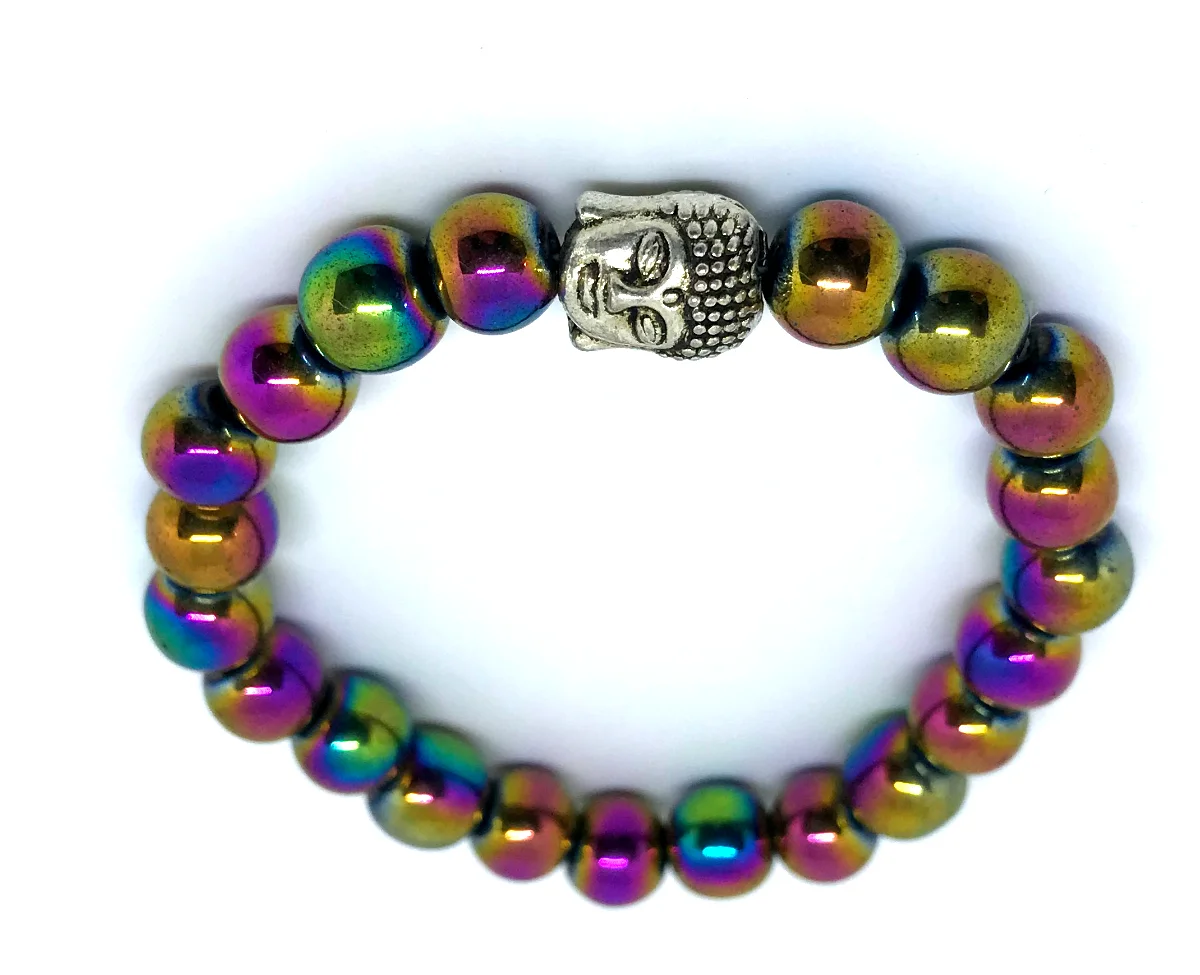 Pulseira Japamala unissex com hematitas iridisadas 21 contas - Imagem 5