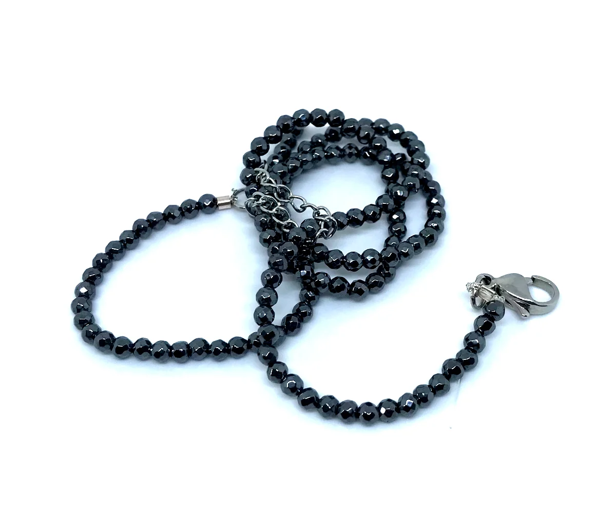 Choker Colar com Hematitas Facetadas e Aço Inox - Imagem 5