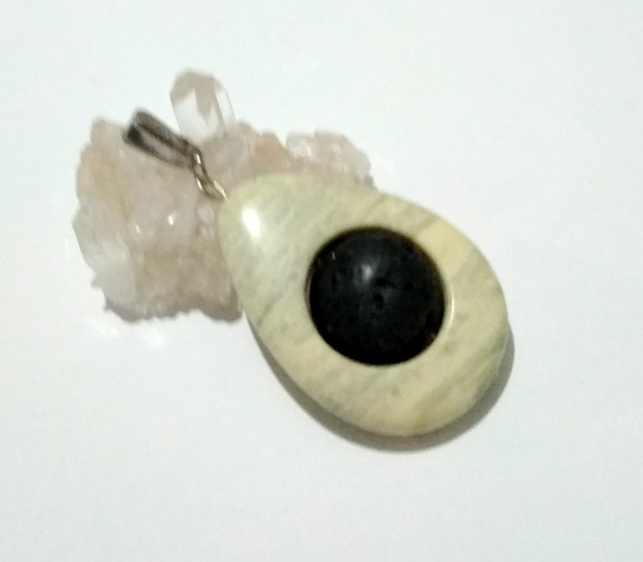 Pingente Ágata e Difusor Aromático Pedra Vulcânica 16.0 mm
