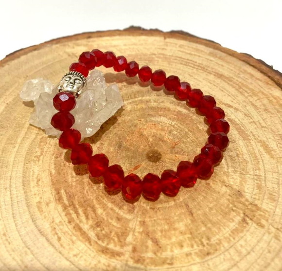 Pulseira Japamala com cristais vermelho 27 contas