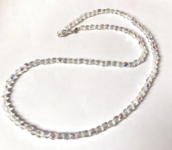 Colar Cristal Theco com Efeito Aurora Boreal e Prata 925