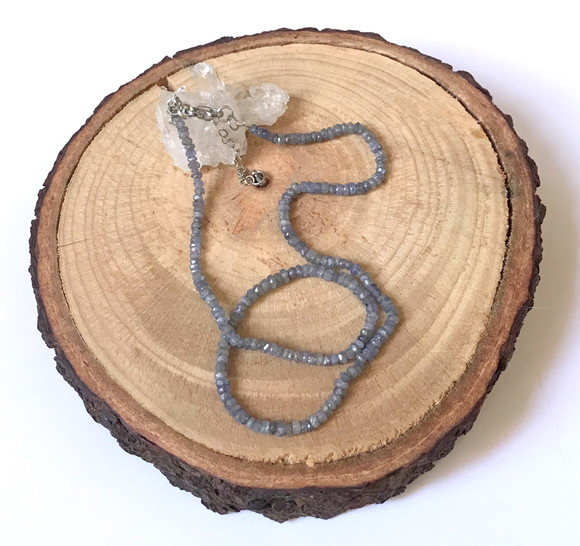Colar Choker com Tanzanitas Facetadas Rondell e Aço Inox