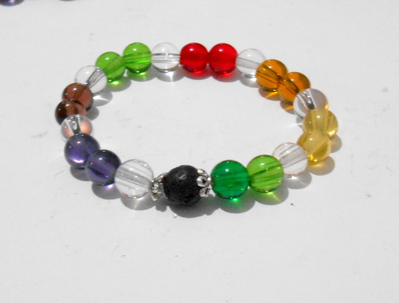 Pulseira Japamala 21 contas cristal e lava vulcãnica