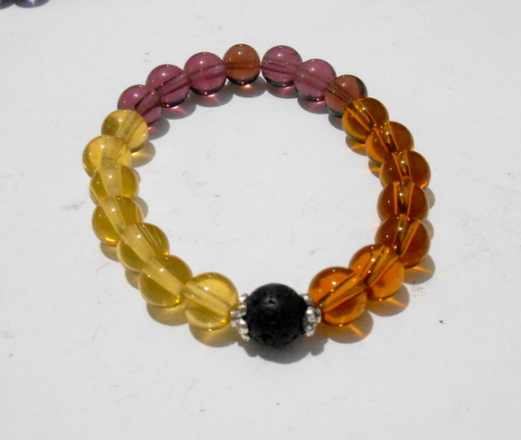 Pulseira Japamala 21 contas cristal e lava vulcãnica