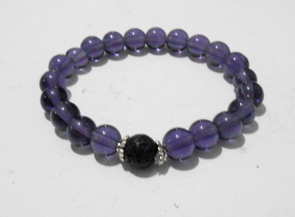 Pulseira Japamala 21 contas cristal e lava vulcãnica