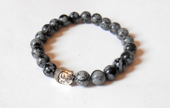 Pulseira Japamala 21 Contas Obsidiana e Buda