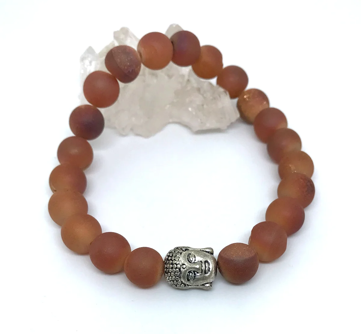 Pulseira Japamala 21 Contas Ágata Druza Fosca e Buda - Imagem 4