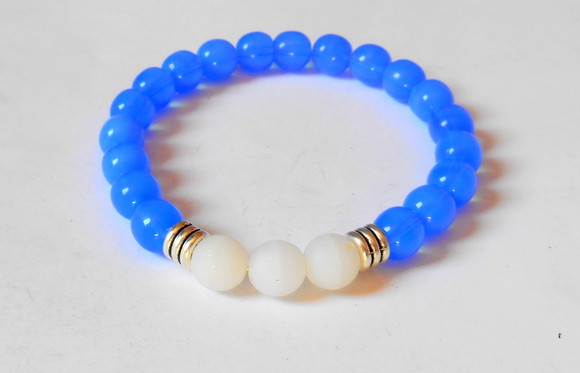 Pulseira Azul e Branco Contas Cristal Jablonex/ Preciosa