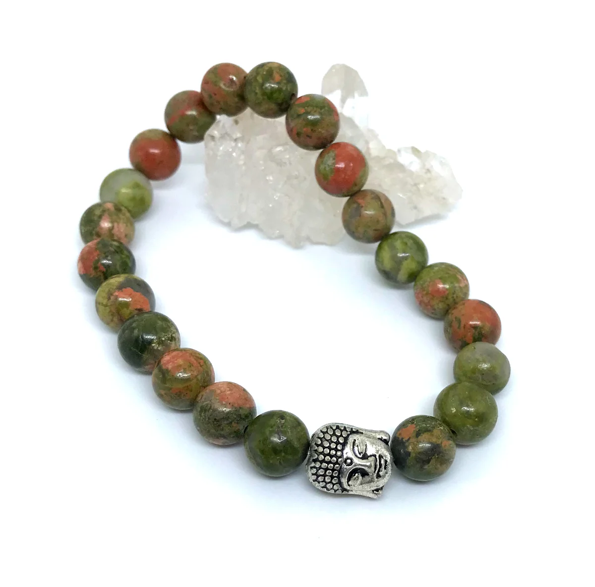 Pulseira Japamala 21 contas  de  Unakita pedra natural - Imagem 3