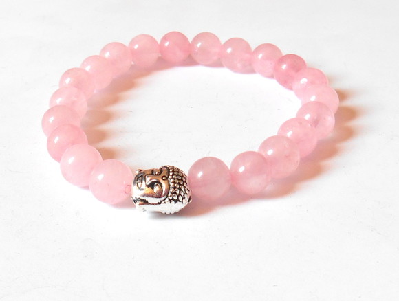 Pulseira Japamala com Quartzo Rosa 21 Contas e Buda