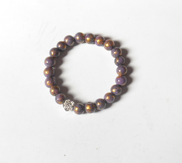Pulseira jade lilás e dourado infantil