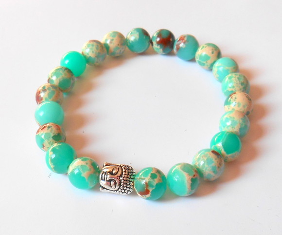 Pulseira Japamala com Jaspe Imperial 21 Contas e Buda