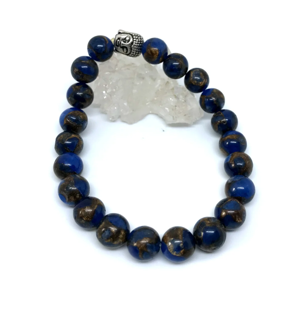 Pulseira Japamala com Jaspe 21 Contas e Buda Prateado - Imagem 3