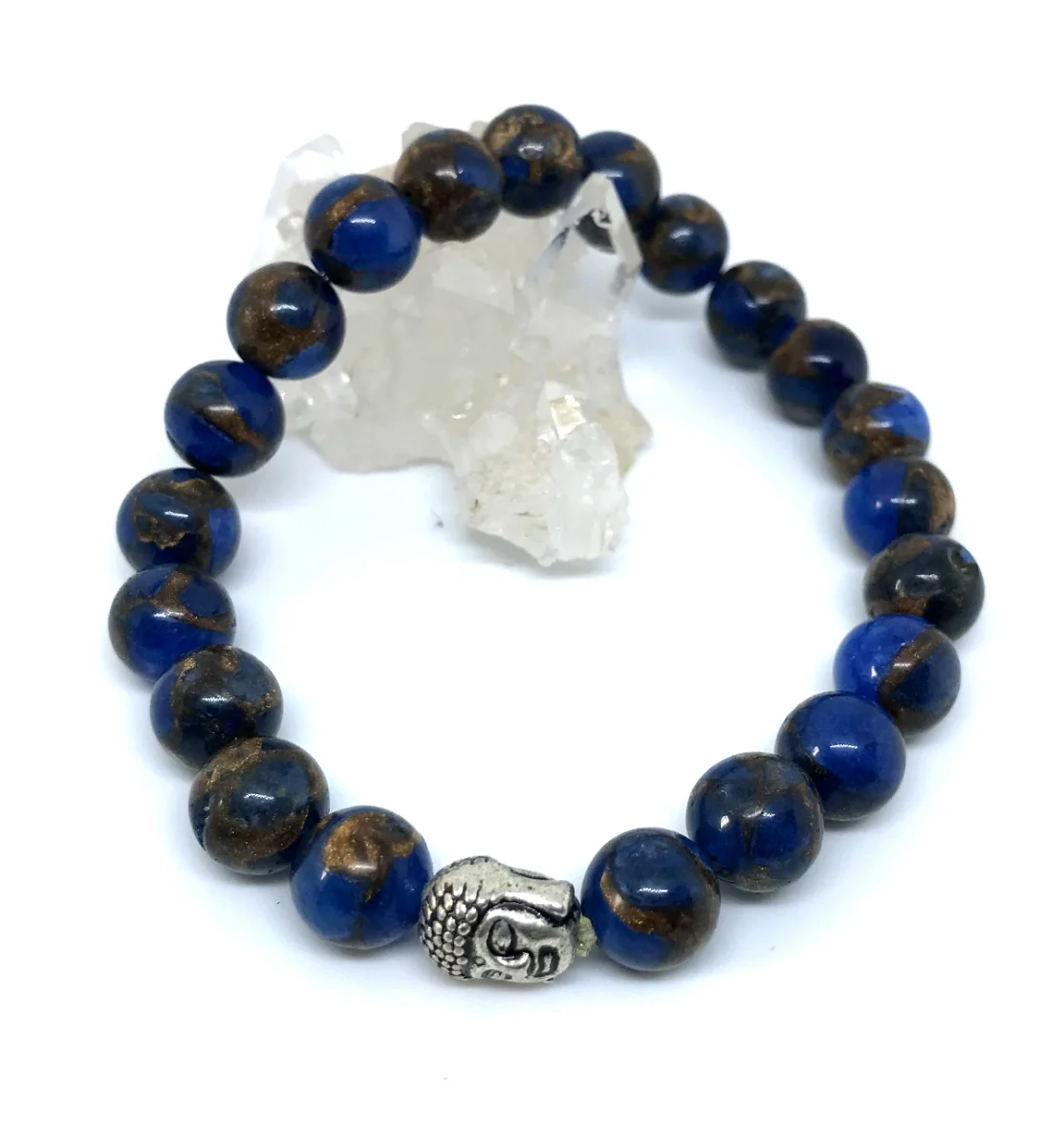 Pulseira Japamala com Jaspe 21 Contas e Buda Prateado - Imagem 2