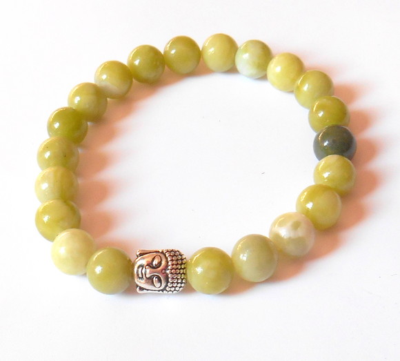 Pulseira Japamala Jade verde 21 contas