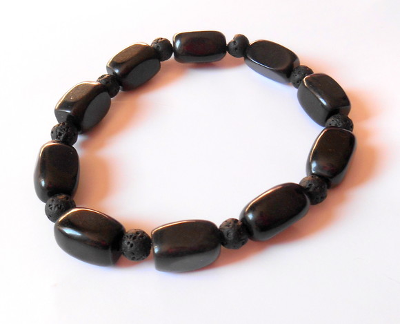 Pulseira Ônix e Lava vulcânica