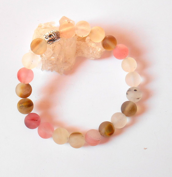 Pulseira Japamala com quartzo melancia fosca 21 contas - Imagem 2
