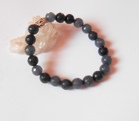 Pulseira Japamala com jade safira 21 contas