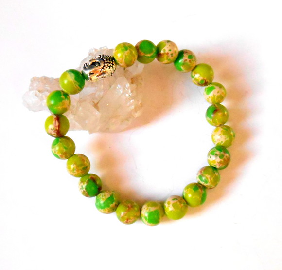 Pulseira Japamala com Jaspe Imperial Verde 21 Contas - Imagem 2