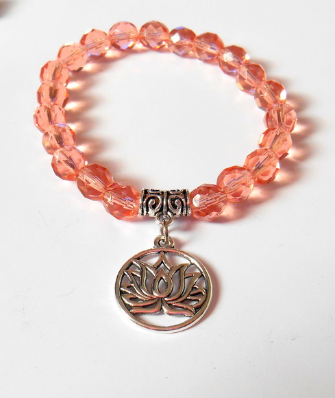 Pulseira Cristal Theco 21 Contas e Flor de Lotus