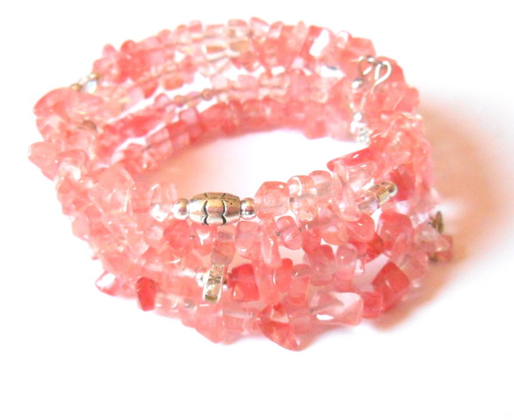 Pulseira Ajustável com Cristal Cherry ( Mola )