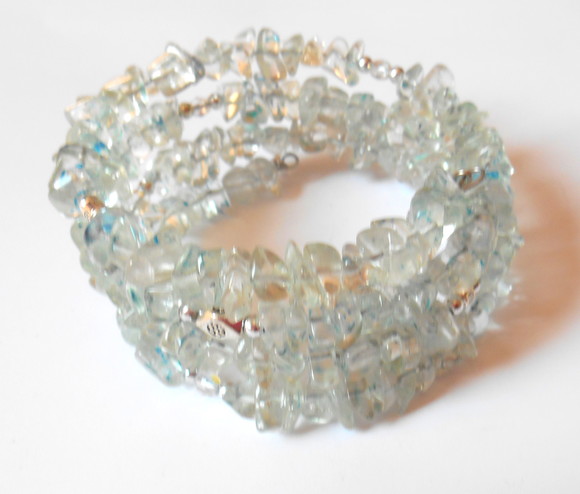 Pulseira Ajustável com quartzo tingido( mola )