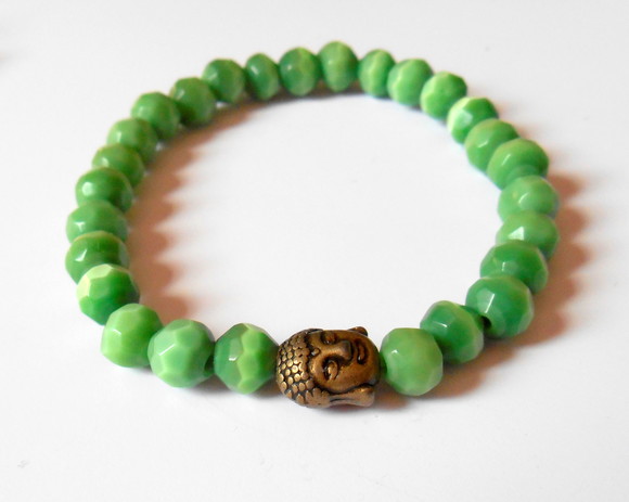 Pulseira Japamala com muranos verde 27 contas