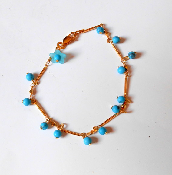 Pulseira Folheada a Ouro com Turquesa