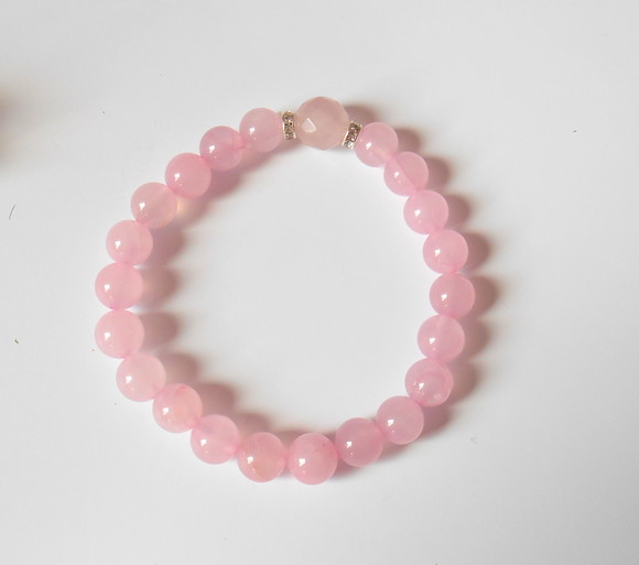 Pulseira Japamala com Quartzo Rosa 21 Contas e Cristais