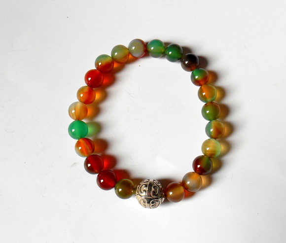 Pulseira Ajustavel com Ágata Pavão