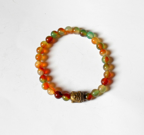 Pulseira Japamala 27 Contas de Ágata Pavão
