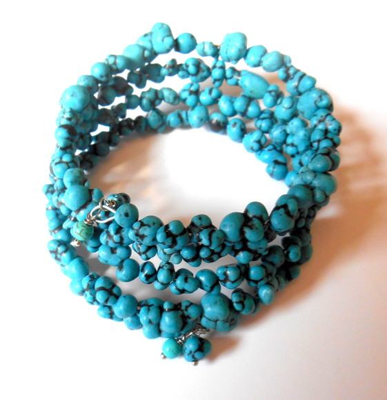 Pulseira Turquesa cérebro ajustável ( mola)