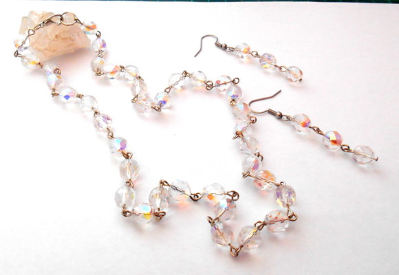 Colar com Cristal Theco Boreal e brincos