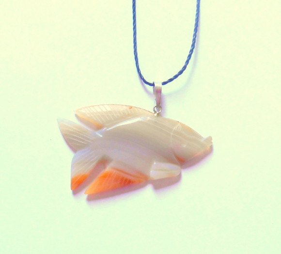 Cordão pingente peixe de ágata ajustável de longo a shoker