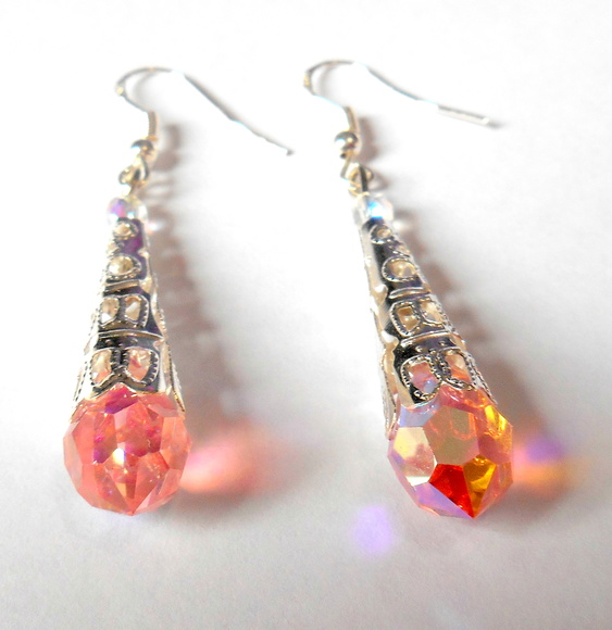 Brinco gota cristal rosa - Imagem 2