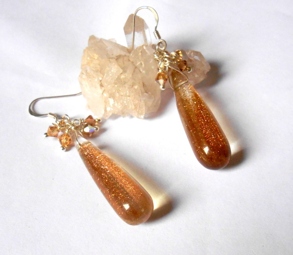 Brinco Cristal rutilado e Swarovisk