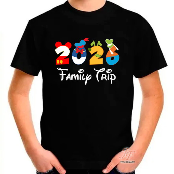 Camisa Viagem Família Disney | 20 Unidades | 100% Algodão