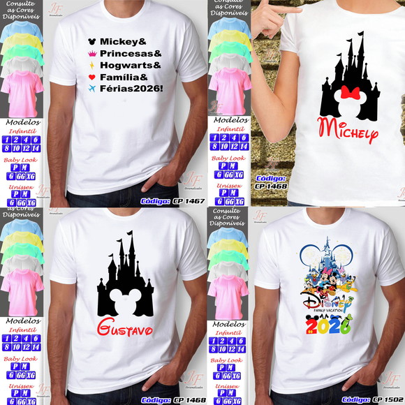 Kit 19 Camisetas Personalizadas Family Vacation Disney