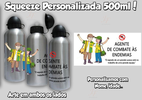 Garrafa Alumínio 500 ml Agente de Combate as Endemias