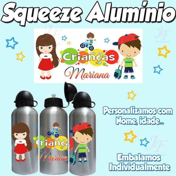 Squeeze Garrafa Alumínio 500 ml Dia das Crianças